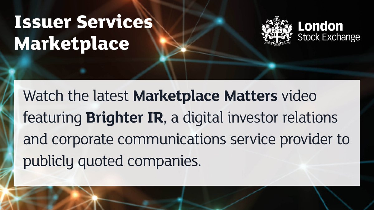 LSEplc's tweet image. Watch Pete Meadows, CEO of @brighterir explain the company’s innovative digital investor relations and corporate communications services for publicly quoted companies and the exciting new projects this year bit.ly/2uxMEo6. #issuerservices #investorrelations
