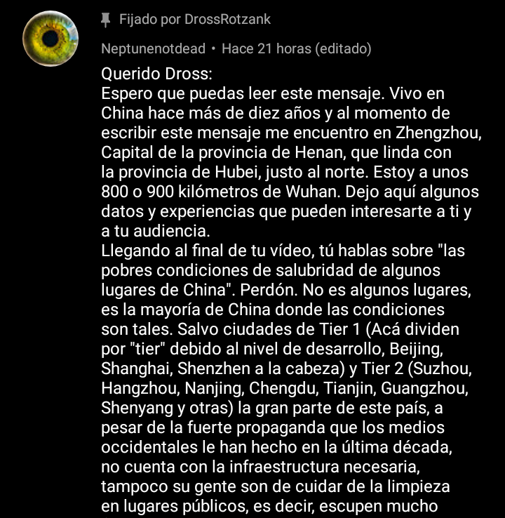 wmaximoff95's tweet photo. Revisando un video de #Drozz sobre los sonidos de una ciudad muriendo en China(coronavirus) encontré el comentario de un latino que expresa totalmente lo que si vive y no sólo él, si no otros más #CoronavirusESP #abrohilo https://t.co/YNyadqrXx5
