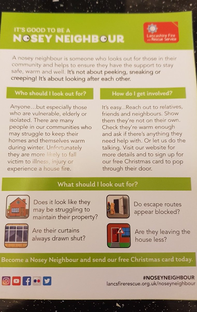 elht_on's tweet photo. #glimpseofbrilliance 🌟 Brilliant #Noseyneighbour campaign being run by our colleagues @LancashireFRS #lookoutforyourneighbour #workingtogether #sharegoodpractice #BeKind @ELHT_NHS https://t.co/KrG5Iov9c2