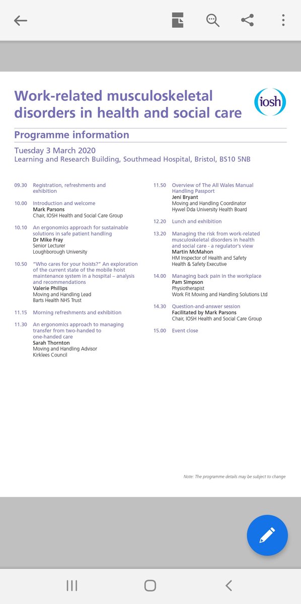 BH Moving & Handling (@moving_handling) on Twitter photo I am excited to be a guest speaker at the Work-related Musculoskeletal Disorders in Health and Social Care Conference on the 3rd March 2020 at Southmead Hospital in Bristol. Wish me luck!
<a href="/nbetoday/">National Back Exchange</a> <a href="/BH__Academy/">Barts Health Education Academy</a> <a href="/DebbieJurasz/">Debbie jurasz</a>
<a href="/LoisWhittaker7/">Lois Whittaker</a>
<a href="/NHSBartsHealth/">Barts Health</a>
<a href="/BartsWellbeing/">Employee Wellbeing</a> I am excited to be a guest speaker at the Work-related Musculoskeletal Disorders in Health and Social Care Conference on the 3rd March 2020 at Southmead Hospital in Bristol. Wish me luck!
<a href="/nbetoday/">National Back Exchange</a> <a href="/BH__Academy/">Barts Health Education Academy</a> <a href="/DebbieJurasz/">Debbie jurasz</a>
<a href="/LoisWhittaker7/">Lois Whittaker</a>
<a href="/NHSBartsHealth/">Barts Health</a>
<a href="/BartsWellbeing/">Employee Wellbeing</a>