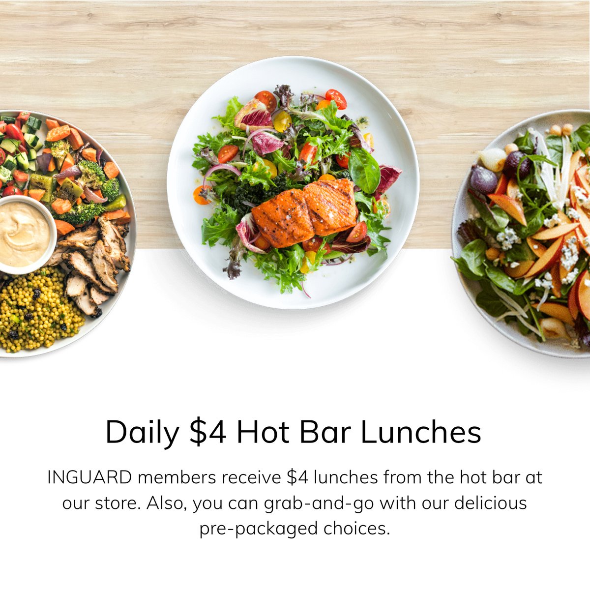 INGUARD's tweet photo. Are you an INGUARD Health member? Get access to $4 daily hot bar lunches, special member-only pricing, and discounted Fitbits for only $10 / month. Visit https://t.co/xQTaHprirm or call (866) 563-8821.

#INGUARD #Wabash #FortWayne #Health #Membership https://t.co/SKKoTuCBGW