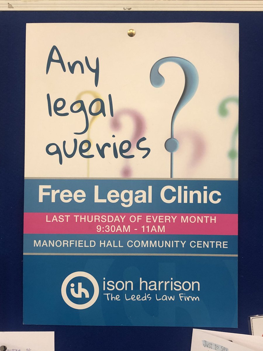 Thanks to Eve at @IsonHarrison in #Leeds for some excellent advice. 

If you need Legel advice, see a free drop in they run at @ManorfieldHall