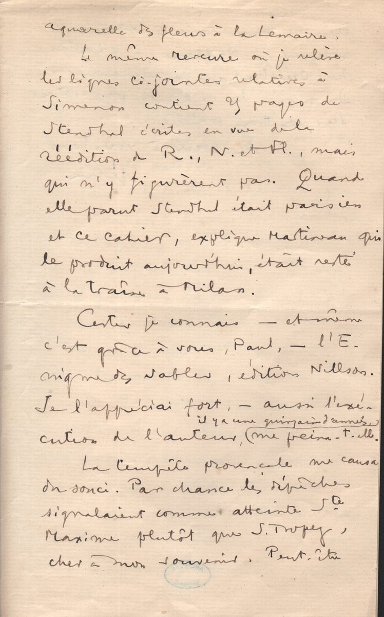 AmisDeProust's tweet image. Les collections de la Maison de Tante Léonie se sont enrichies grâce au don d'une lettre de 1932 dans laquelle Félix Fénéon explique à Paul Signac que les descriptions proustiennes des tableaux d'Elstir sont "un bon alcool pour les artistes naissants". 
Merci à notre donatrice !