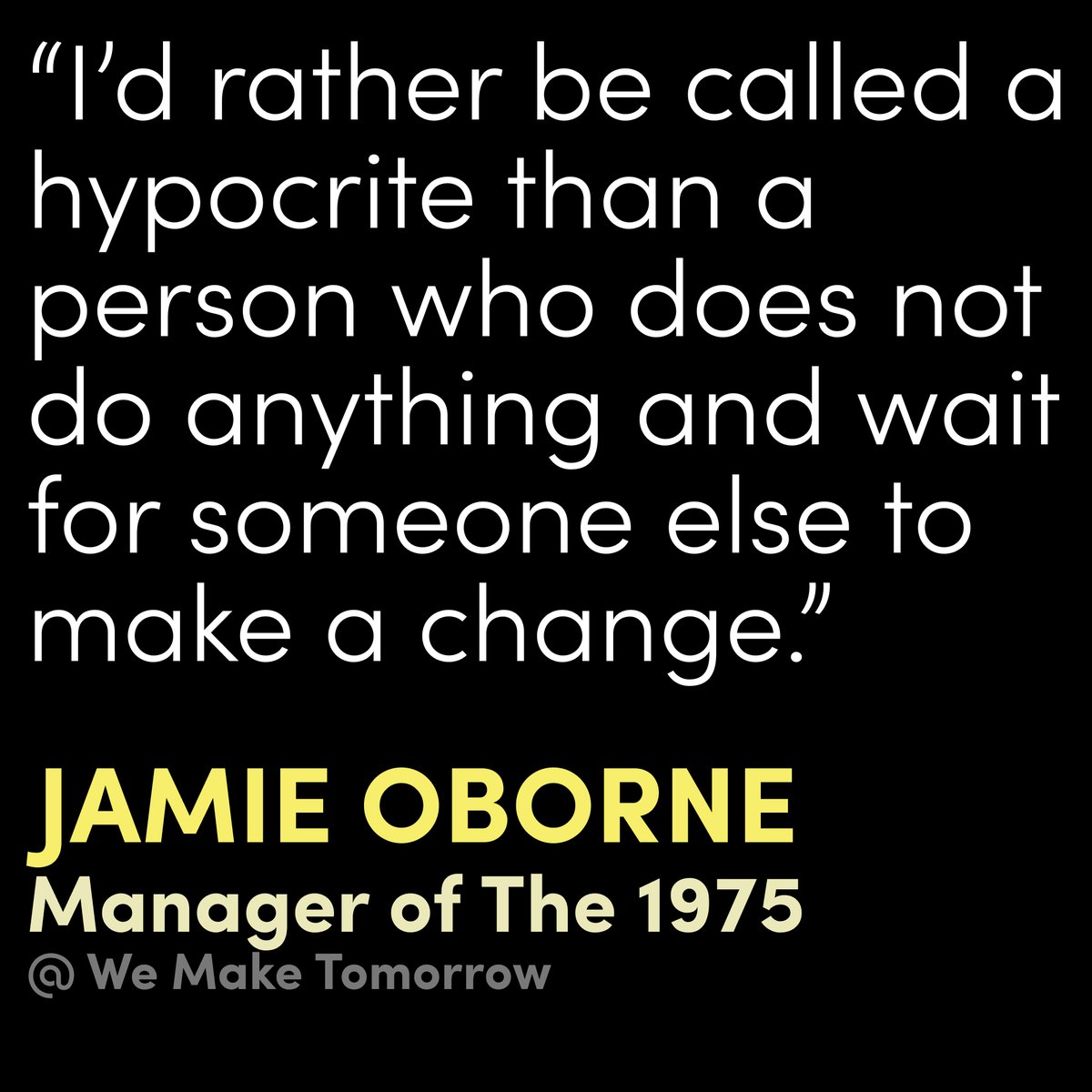 THIS.

We've all got a part to play in this climate & ecological emergency, and whatever your contribution is, it's important. Don't let anyone tell you otherwise 💚
We Make Tomorrow is happening now - you can live stream it!

#WeMakeTomorrow
@juliesbicycle
@the1975
@jamieoborne