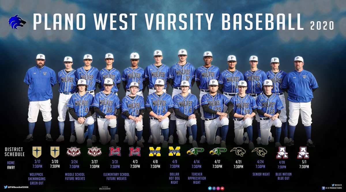 WolfPack Baseball is Back. 2020 District Schedule.
<a href="/PWSHWolves/">Plano West SHS</a> <a href="/PWSH_The_Hype/">The Hype</a> <a href="/MWelchSLM/">Matt Welch</a>
<a href="/HSwfaa/">WFAA HS Sports</a> <a href="/CoachCleazy/">Kevin Clark</a> <a href="/quigley_bryan/">Bryan Quigley</a>
@PBR_Texas <a href="/TxHS_Baseball/">THSB</a>
<a href="/MWelchSLM/">Matt Welch</a> <a href="/PISD_Athletics/">ProsperISDAthletics</a> <a href="/PWBaseball2020/">Plano West Wolves</a>