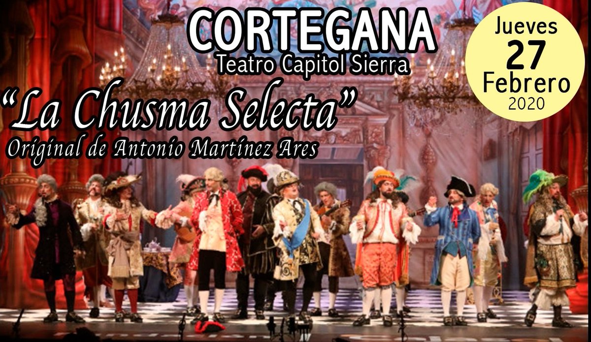 Bueno seguimos repartiendo nuestro oro por andalucia en este caso iremos al certamen del municipio de Cortegana. Un certamen que contará con la presencia de agrupaciones de Cortegana y para cerrar dicho certamen "La Chusma Selecta" 2° premio en el COAC 
<a href="/ComparsaAres/">La Comparsa de Antonio Martínez Ares</a>