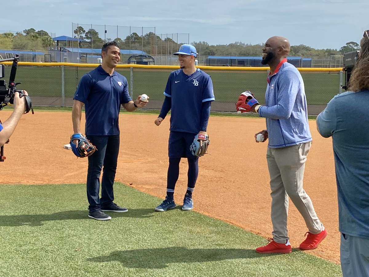 HallerDave's tweet image. Four members of the 2008 American League Champions have dropped by #Rays camp this week, including three today.