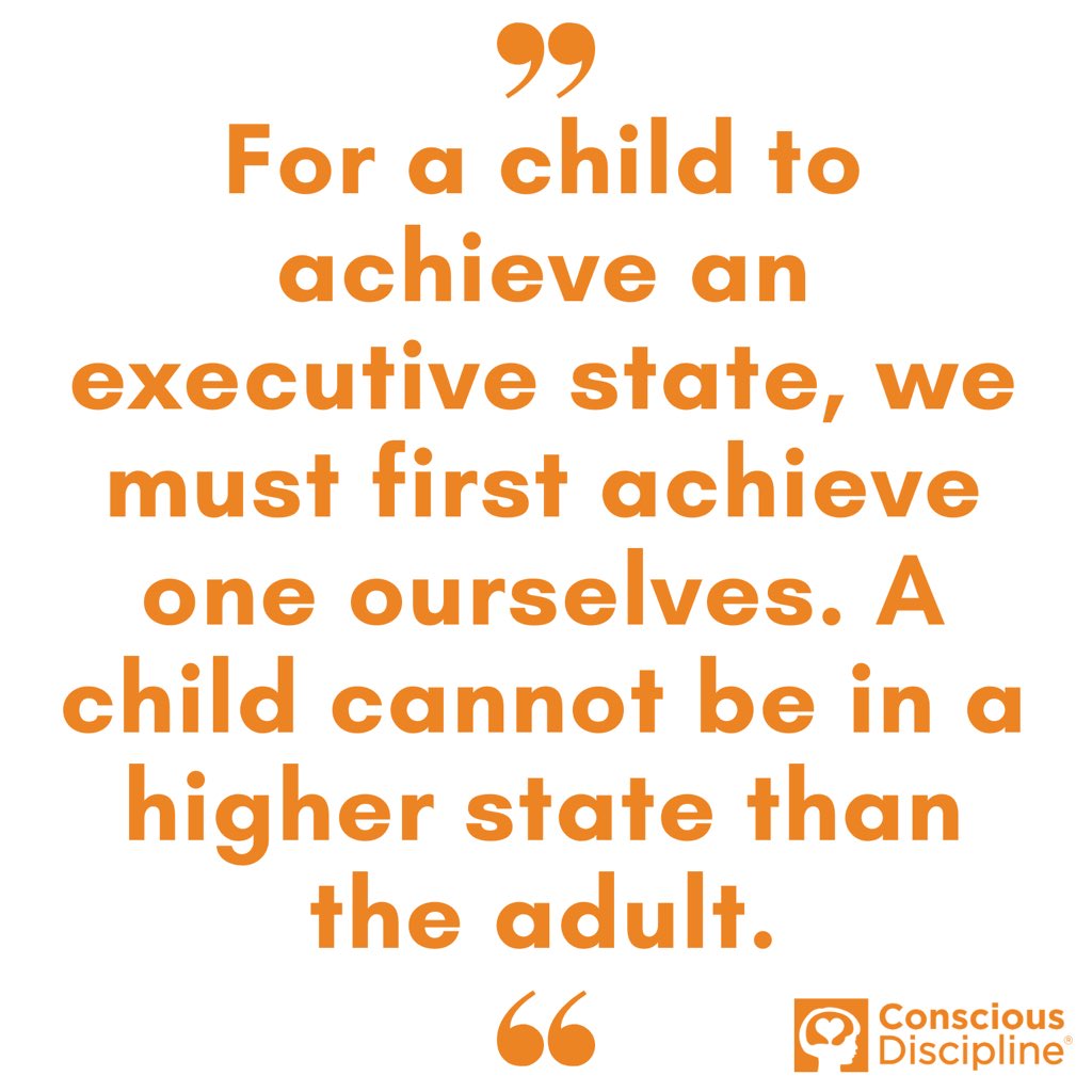 "A child cannot be in a higher state than the adult." 🤯 Vital information to remember when working with an upset child. Not sure what the Executive State is? Check out our <a href="/ConsciousD/">Conscious Discipline</a> Brain State Model here &amp; learn more: bit.ly/2TlIDvr #iHeartCD #composure