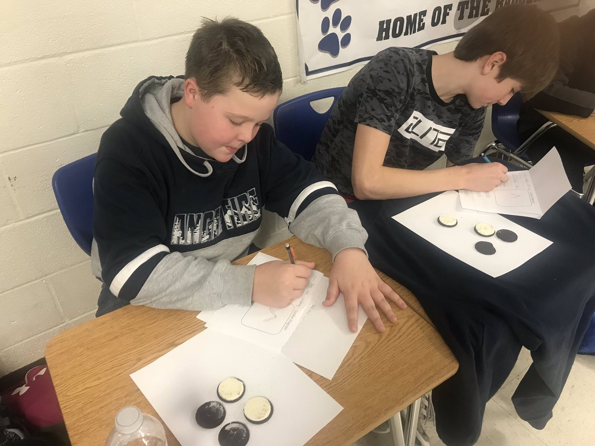 StappCassidy's tweet photo. It takes TEAMwork to move mountains! 6th grade science modeling plate tectonics using Oreos &amp; a line dance! @LampasasMS #ThinkBigLISD https://t.co/byixmpfBGl
