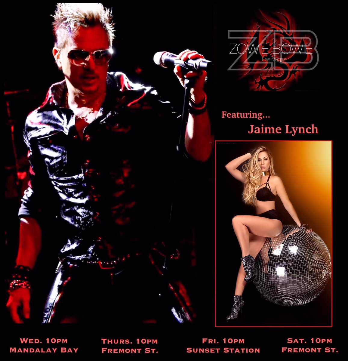 Zowie Bowie (@zowiebowie) on Twitter photo Come out any night this week and Party with ZOWIE BOWIE. Excited to have the dynamic @jaimelynch back on board!!! So come see us tonight <a href="/MandalayBay/">Mandalay Bay Resort</a> , Thurs & Sat <a href="/FSELV/">Fremont Street Exp</a> and Fri Club Madrid inside <a href="/SunsetStation_/">Sunset Station</a> Come out any night this week and Party with ZOWIE BOWIE. Excited to have the dynamic @jaimelynch back on board!!! So come see us tonight <a href="/MandalayBay/">Mandalay Bay Resort</a> , Thurs & Sat <a href="/FSELV/">Fremont Street Exp</a> and Fri Club Madrid inside <a href="/SunsetStation_/">Sunset Station</a>