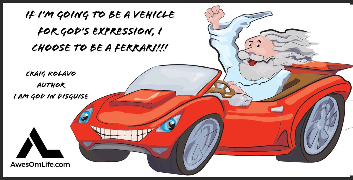 AwesOmArmy's tweet photo. “If I’m going to be a vehicle for God’s expression, I choose to be a Ferrari!!!”
-Craig Kolavo, Author
'I Am God in Disguise - So Are You'
Like our message? Please ‘LIKE’ and ‘SHARE.’ Thanks for joining the revolution.
https://t.co/M0OXILMzA9 #AwesOmLife https://t.co/OtxXLJaUAr