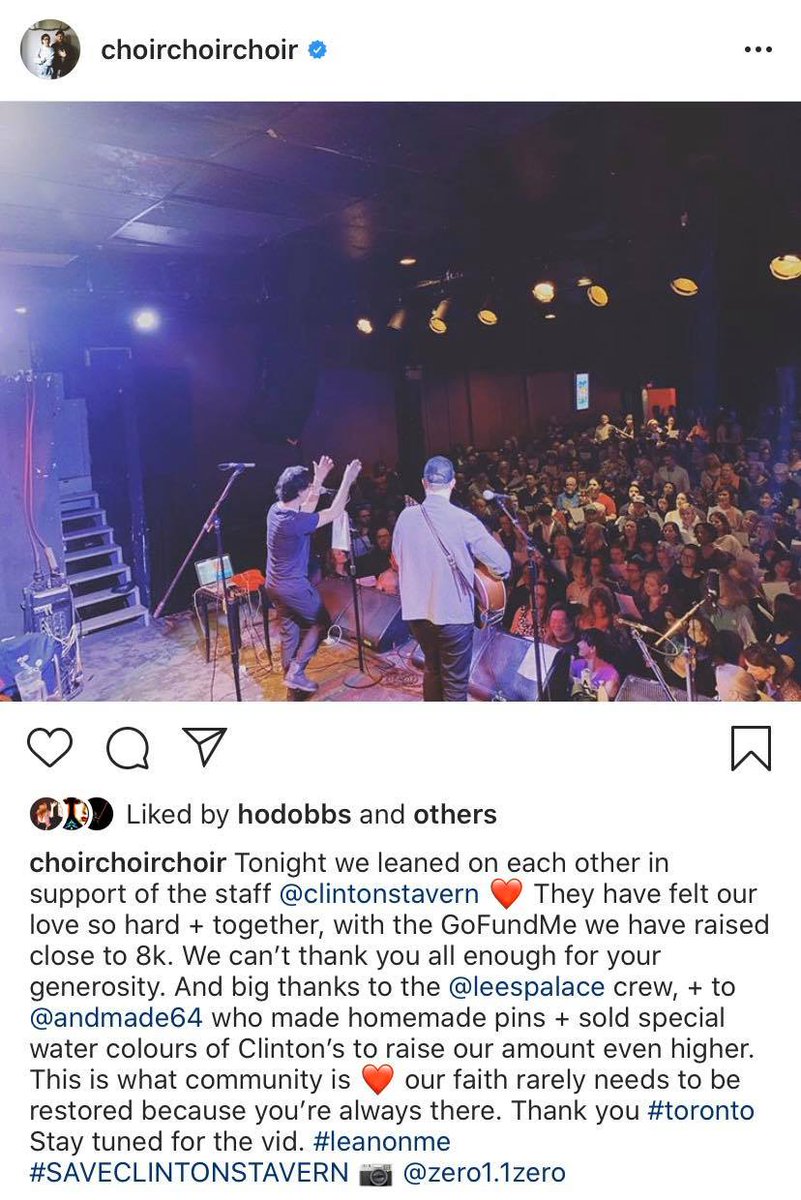 Thank you to <a href="/choirchoirchoir/">Choir! Choir! Choir!</a>, <a href="/LeesPalaceTO/">Lee's Palace</a> and the entire C!C!C! community for your incredible generosity and kindness last night. We will forever be grateful. ❤️