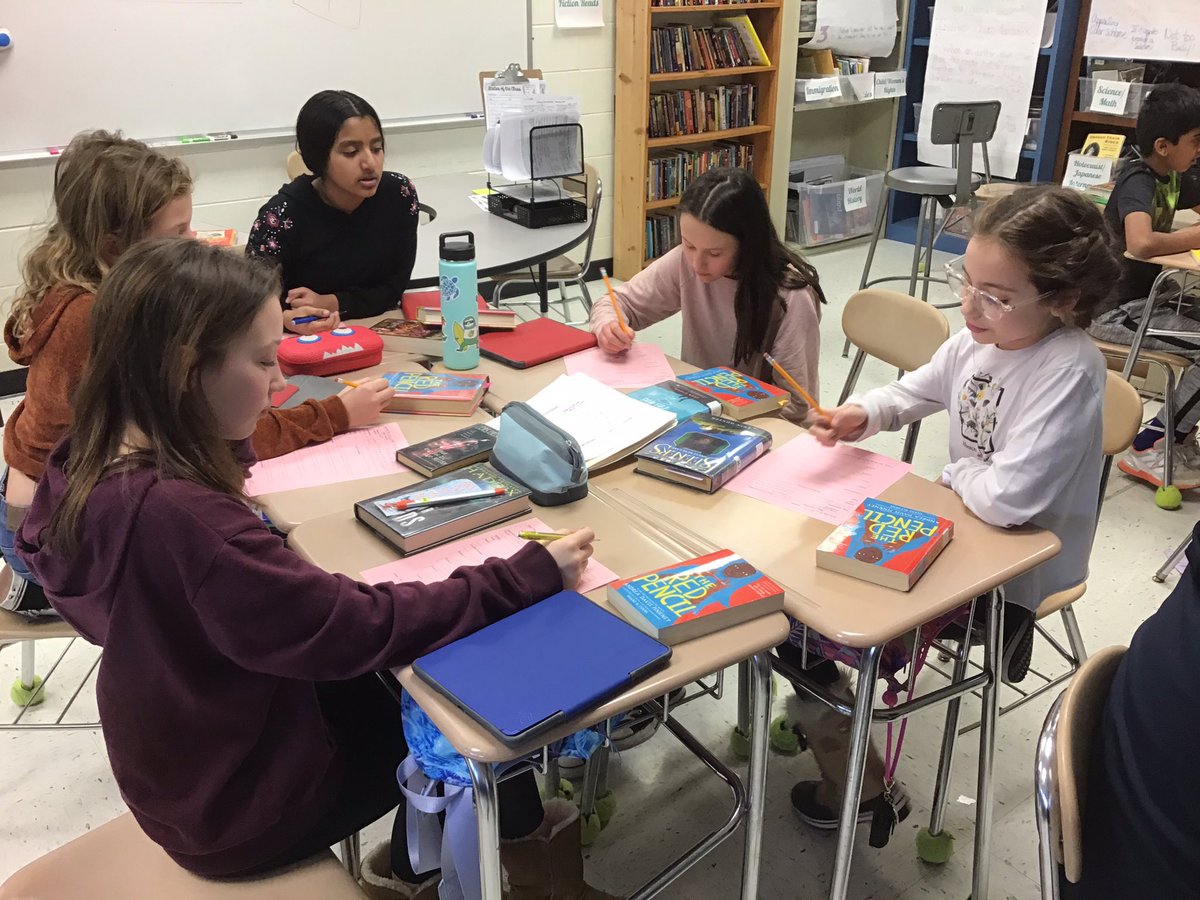 MrsBoscarino's tweet photo. We are working in reading circles on free verse novels! So amazing to see and hear collaboration and deep, meaningful conversations about their stories. Using texts like #Unbound by Ann Burg and #MountainDog by @margaritapoet—so good! @Prairie220 #prairiepride #readingcircles https://t.co/Llrz5tJuYw