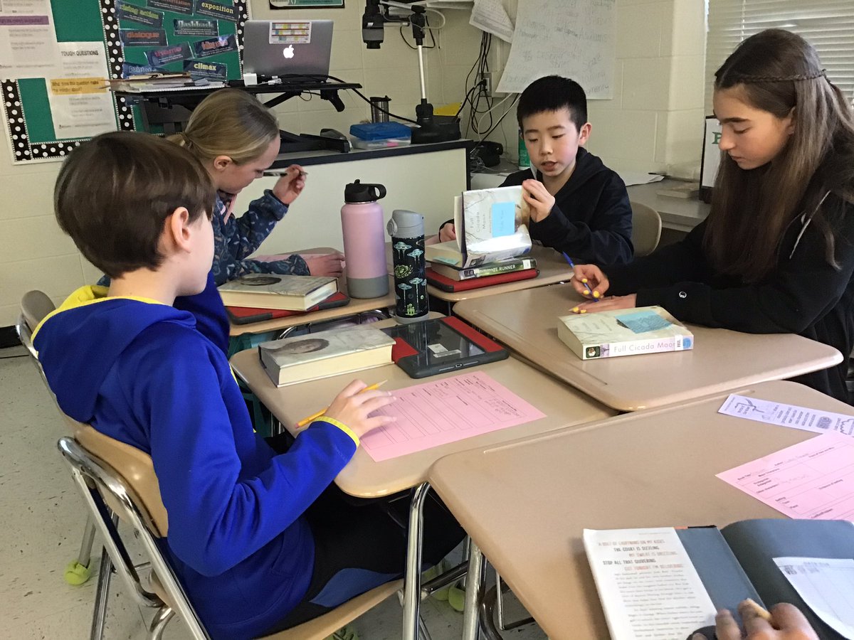 MrsBoscarino's tweet photo. We are working in reading circles on free verse novels! So amazing to see and hear collaboration and deep, meaningful conversations about their stories. Using texts like #Unbound by Ann Burg and #MountainDog by @margaritapoet—so good! @Prairie220 #prairiepride #readingcircles https://t.co/Llrz5tJuYw
