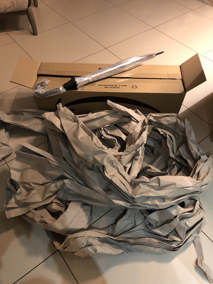 What a joke, all this packaging for one umbrella!!