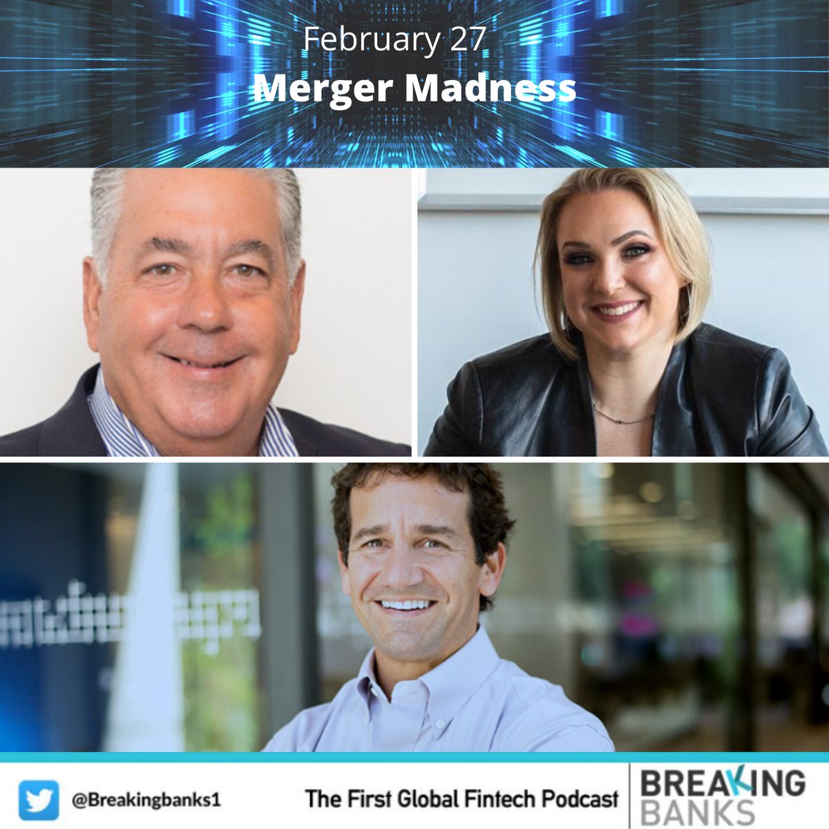 Breaking Banks (@breakingbanks1) on Twitter photo TODAY
#Breakingbanks EP. 326 (2/27 @ 3PM ET)
<a href="/BrettKing/">Brett King #TheFuturists #OptimalHumanity ✈️</a> & <a href="/jasonhenrichs/">Jason Henrichs</a> host <a href="/mbutler59/">Michael Butler</a> <a href="/RadiusBank/">Radius</a>
& Steve Allocca <a href="/LendingClub/">LendingClub</a>
to talk mergers. Then <a href="/DaraTarkowski/">Dara Tarkowski</a> <a href="/TechonReg/">TechonReg</a>
chats abt #reg effects!
Listen🎙: bit.ly/37KclzA
Sponsor: <a href="/Wealthfront/">Wealthfront</a> <a href="/fiverr/">Fiverr</a> TODAY
#Breakingbanks EP. 326 (2/27 @ 3PM ET)
<a href="/BrettKing/">Brett King #TheFuturists #OptimalHumanity ✈️</a> & <a href="/jasonhenrichs/">Jason Henrichs</a> host <a href="/mbutler59/">Michael Butler</a> <a href="/RadiusBank/">Radius</a>
& Steve Allocca <a href="/LendingClub/">LendingClub</a>
to talk mergers. Then <a href="/DaraTarkowski/">Dara Tarkowski</a> <a href="/TechonReg/">TechonReg</a>
chats abt #reg effects!
Listen🎙: bit.ly/37KclzA
Sponsor: <a href="/Wealthfront/">Wealthfront</a> <a href="/fiverr/">Fiverr</a>