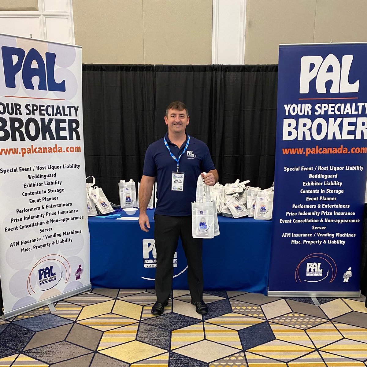 PAL in the wild! 🌟Matt is busy handing out PAL wine bag swag at the <a href="/FEOntario/">FEO (Festivals and Events Ontario)</a> 2020 Convention Marketplace today in Toronto. 🙋🏻‍♂️ #FEOCON2020