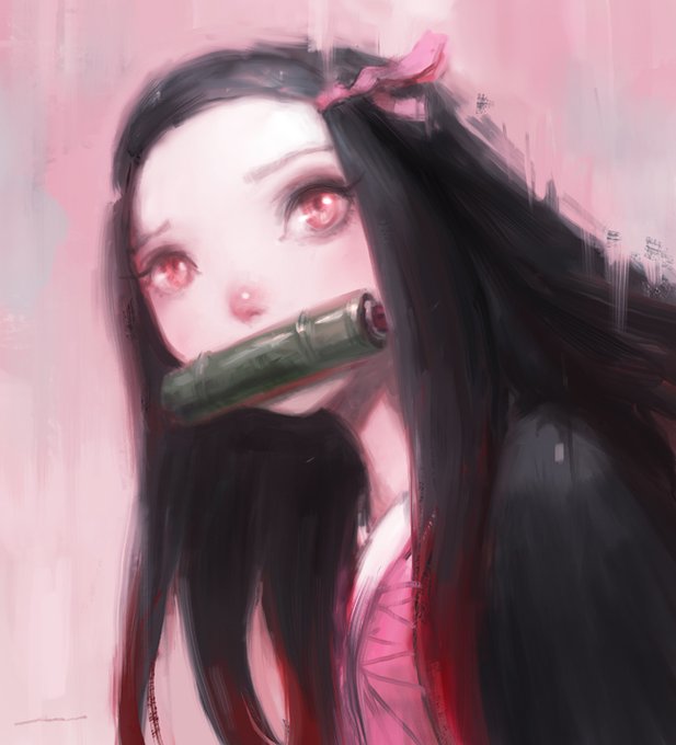 Alex ChowさんがTwitterに投稿した竈門禰豆子(鬼滅の刃)のイラスト。