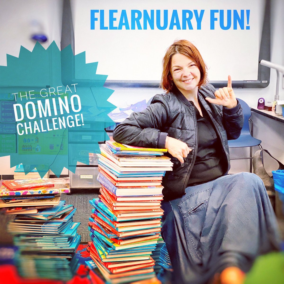 edu4creativity's tweet photo. Some serious flearning in grade five this week! 14 classes - 280 kids - 1 domino run. Letβs do this! #dhapride #flearn #flearnuary https://t.co/KB6PC1CRHI