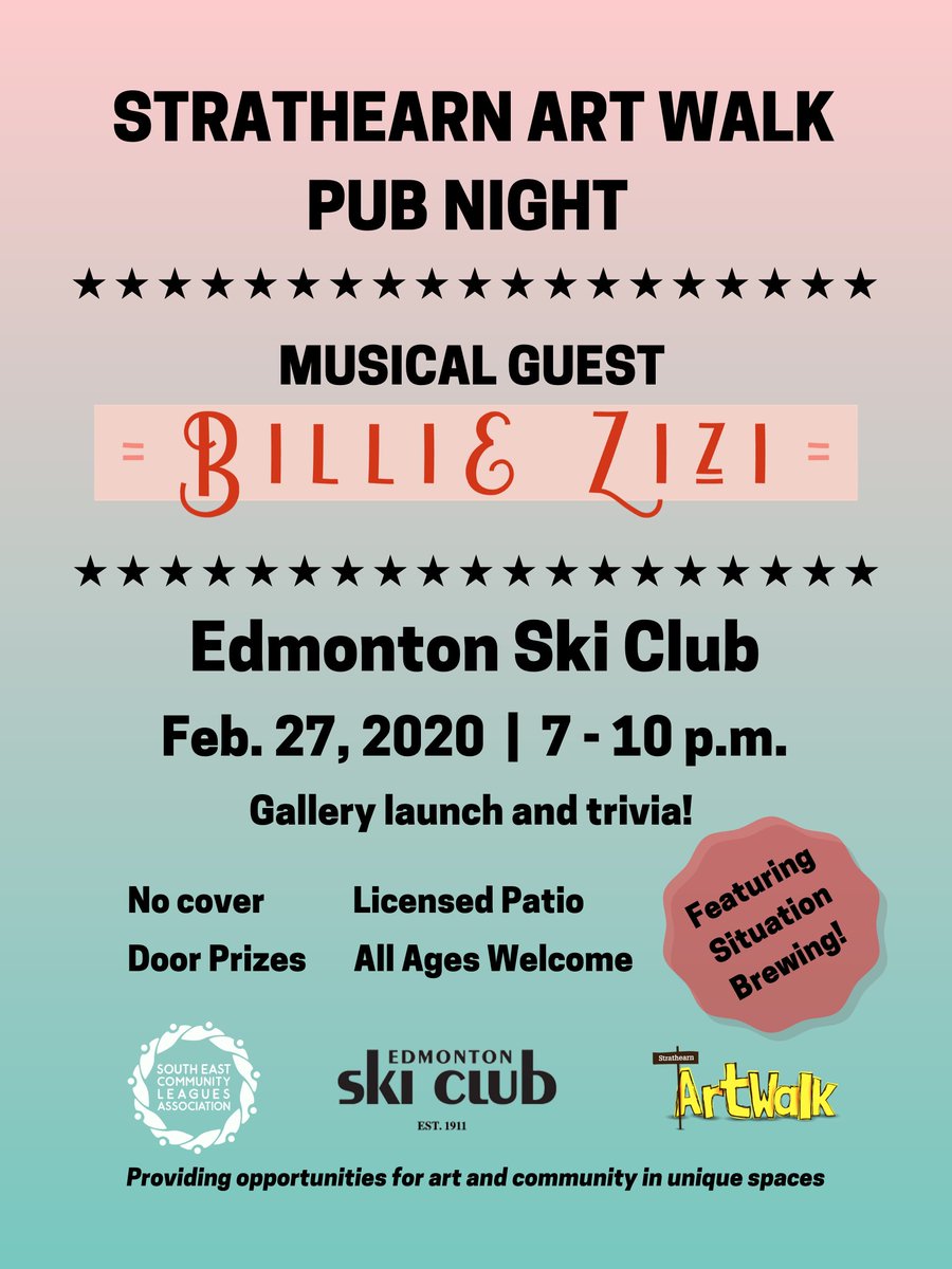 StrathearnArt's tweet photo. Looking to start your weekend early? Come hang out with us at the @EdmontonSkiClub tomorrow night for our Pub Night to celebrate our mini gallery launch!  #BillieZizi #EdmontonSkiClub #SupportLocal #EdmontonMade https://t.co/F5YL65oviE