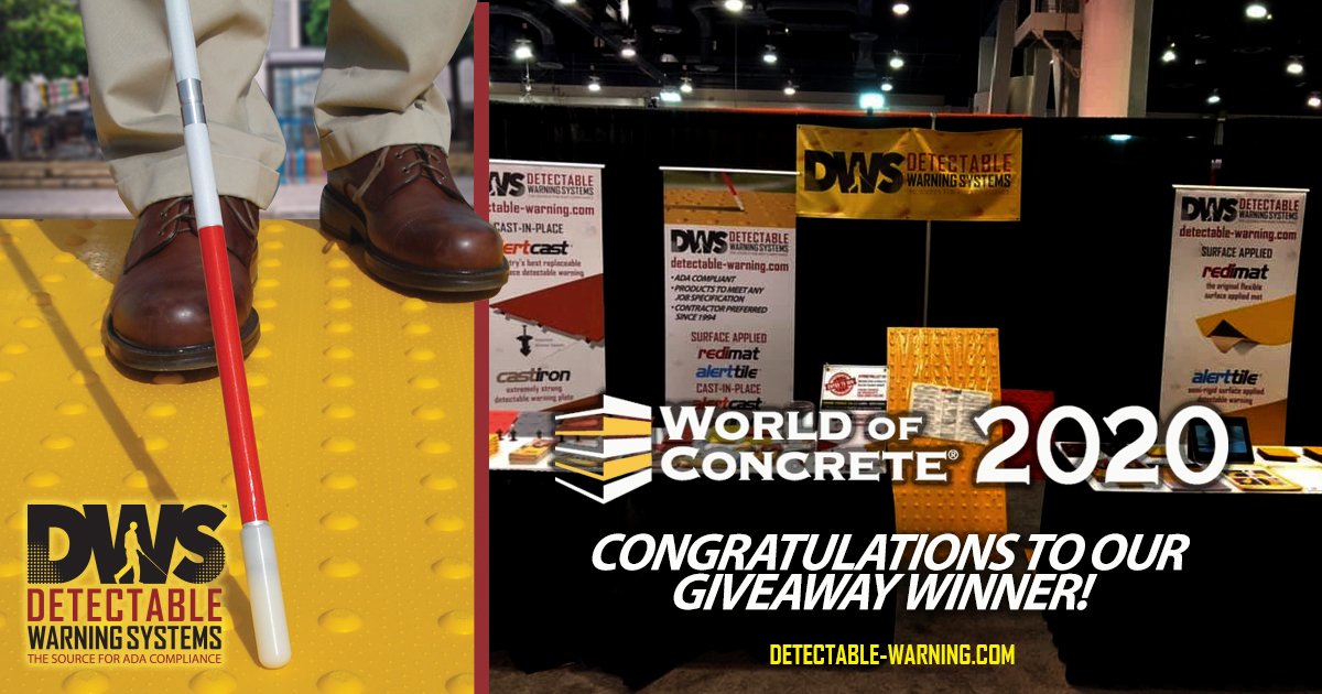 detectable_warn's tweet photo. Congratulations to RAHU Concrete for winning our #WOC2020 giveaway! We've shipped them a pallet of our AlertCast cast-in-place #DetectableWarning! https://t.co/3Pwwjya24l