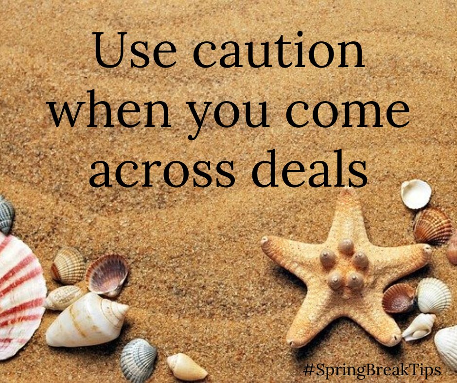 BBBofMI's tweet image. If you find a travel deal or vacation package for a very low price, be wary. If something seems too good to be true, it usually is.
#springbreaktips #springbreak #vacation #safetravels #BBB