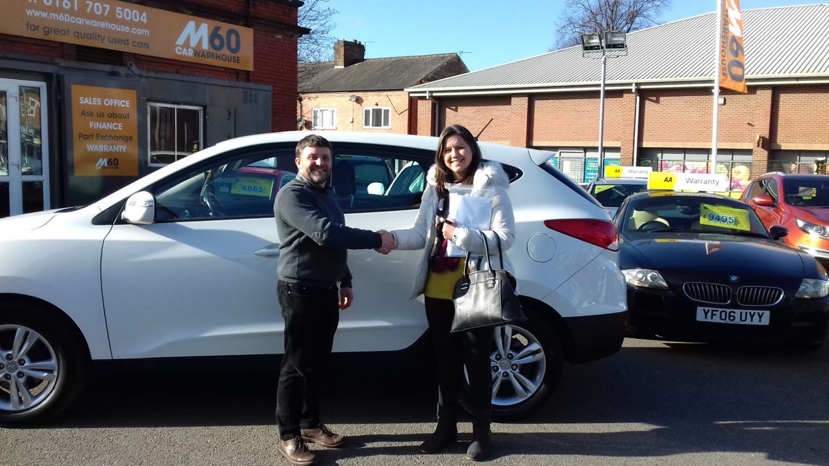 Another happy customer! Sarah found just what she was looking for. We do also however offer help and guidance if you can’t find what you want online. Give us a call and we could help you to find the right car for you too! 
#happycustomer #usedcarsmanchester #hynudaiix35