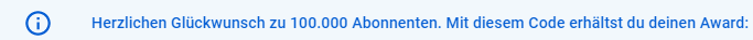 Danke für die schnelle Hilfe mit dem Playbutton! @YTCreatorsDE ❤️