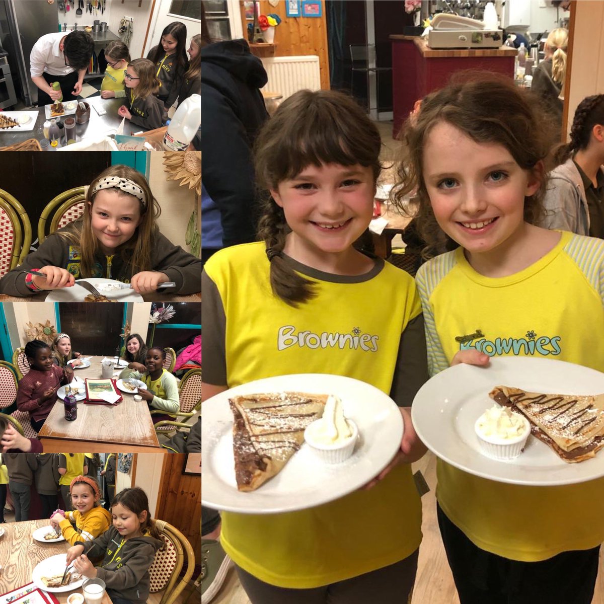 Last night we went to La Creperie de Claudie. The girls helped to make their own pancakes &amp; then enjoyed eating them 😋🥞 #shrovetuesday #brownies #cardiff #yummy <a href="/Girlguiding/">Girlguiding</a> <a href="/cardiffguiding/">Girlguiding Cardiff and East Glamorgan</a>