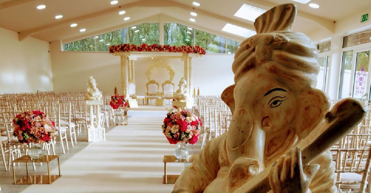 At Hindu weddings, Lord Ganesh is a significant feature as he is the God that removes all kinds of 'Badhas' or obstacles. The God is also the harbinger of good fortune, which is why every wedding involves his worship. 

#HinduWedding #AsianWeddingVenue