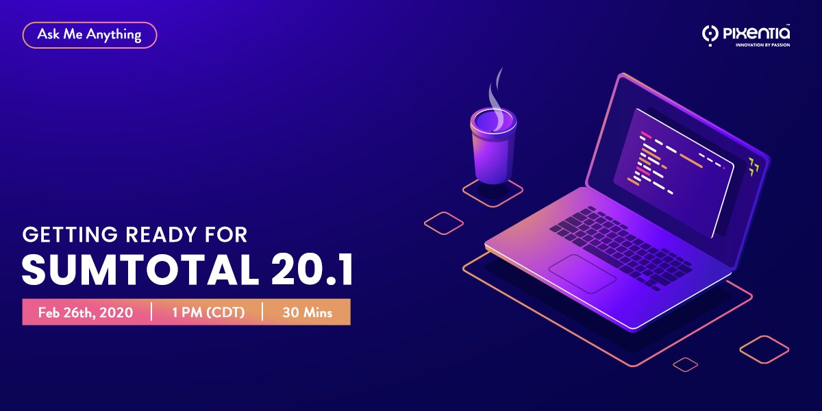 Phenomecloud's tweet image. Join us for an #AskMeAnything session, 26th February, 1 PM and learn how #SumTotal 20.1 will help you streamline #adminprocess, simplify global searches and #upgrade the #userexperience. @Pixentia  
bit.ly/2wP1XJP
#SumtotalUpdates #SumtotalLMS