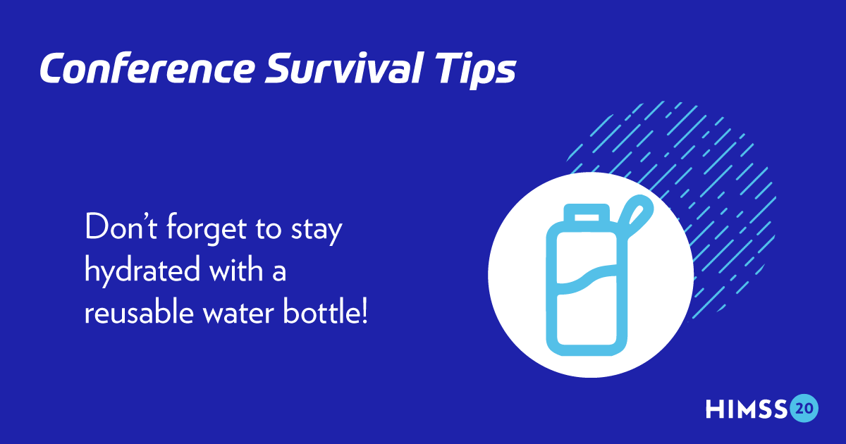 #HIMSS20 Tip: Stay hydrated! Getting enough fluids can go a long way throughout the week, and there are plenty of places to fill your water bottle. If you have additional tips, we'd love to hear them!