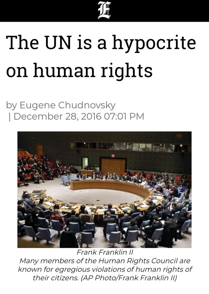 125) There are many documented instances of sex trafficking, rape, and murder by UN personnel. The UN Human Rights Commission is run by some of the worst abusers on the planet.