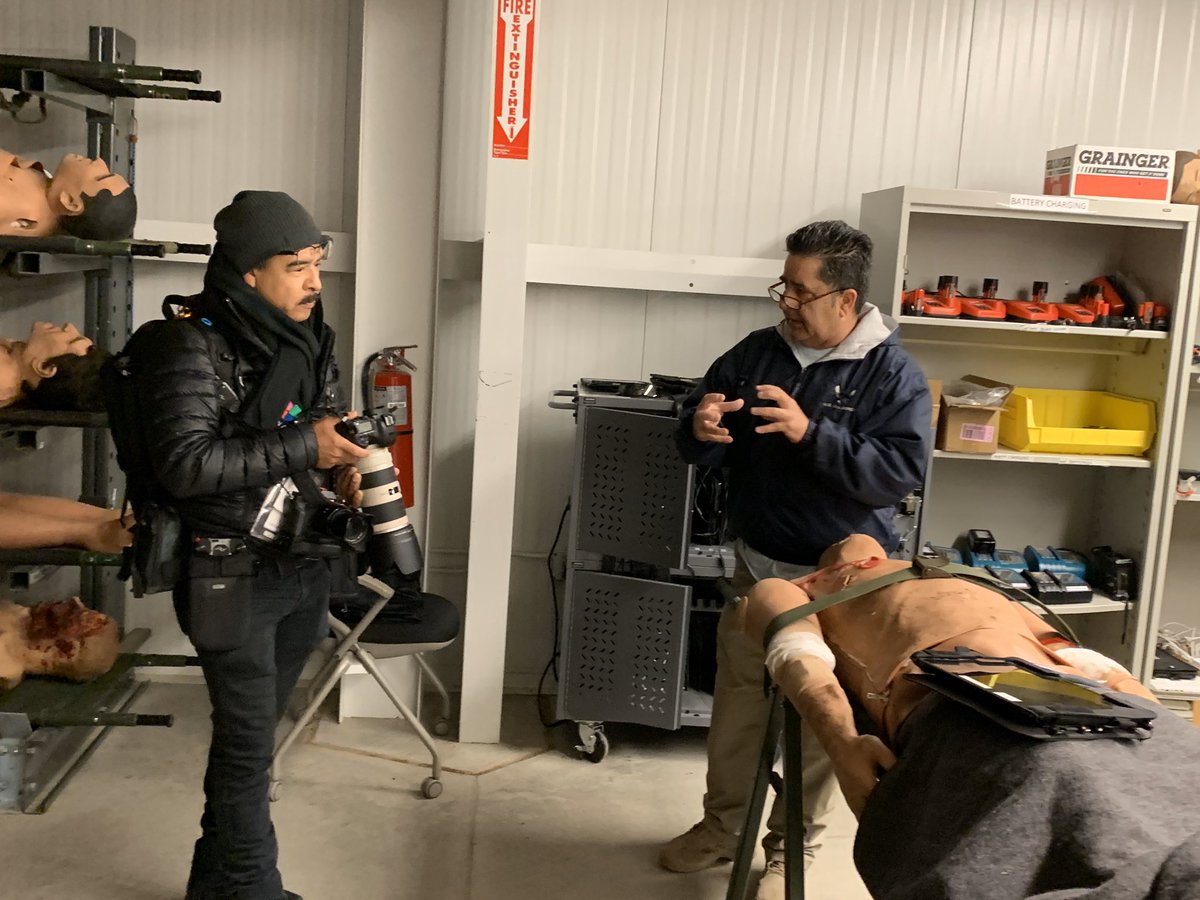 59_MDW's tweet photo. Media from Univision witness Air Force medical training in the Wide Area Virtual Environment simulator at Camp Bullis as Air Force medical professionals train for real world deployments. @UnivisionSATX #AFMedicine #WarriorMedic #59MDW https://t.co/ON5cvQHIDJ