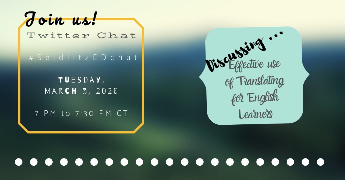 ValentinaESL's tweet photo. Translating is a HOT topic! Tomorrow night on #SeidlitzEdChat we will chat about how much translating is appropriate, when, why?
See you there!
#ellchat #langchat #teachingELLs #TESOL #ESOL #ESL https://t.co/eqGbXA7yQD