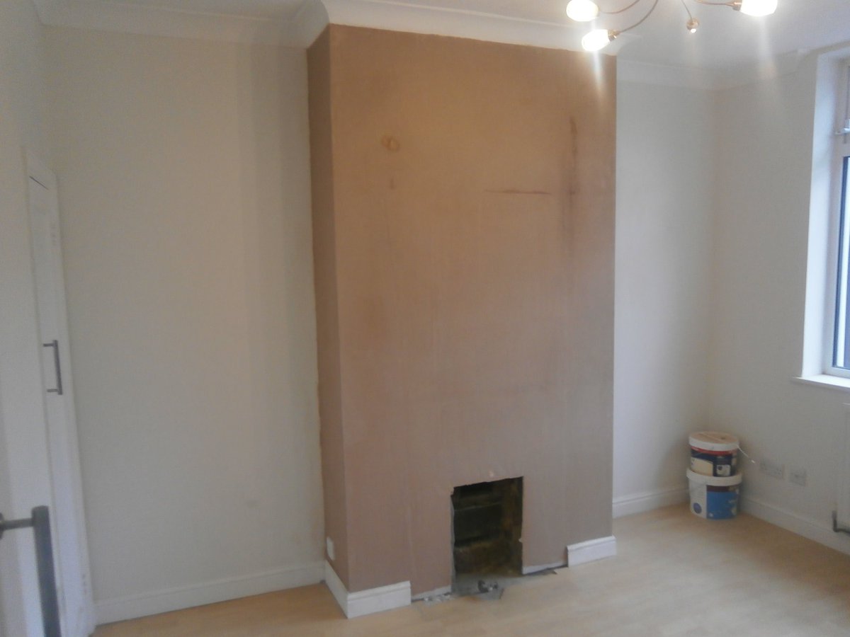 A nice neat job by our team in Derby. The chimney breast had been affected by salts due to water ingress. <a href="/SafeguardEurope/">Safeguard Europe</a> Drybase Flex Membrane system was used to prevent salt contamination from damaging the new plasterwork/finishes. The cause of water ingress was also solved.