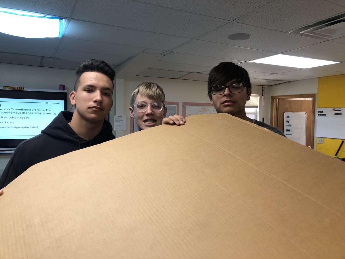 MrsLillie's tweet photo. @vperezy game on!! Shoutout to Kluver’s and #cpsreds BOE for the cardboard! Starting cardboard boats today..... #cmsok @Wheeler_Sci https://t.co/YJZqGCJ3uV