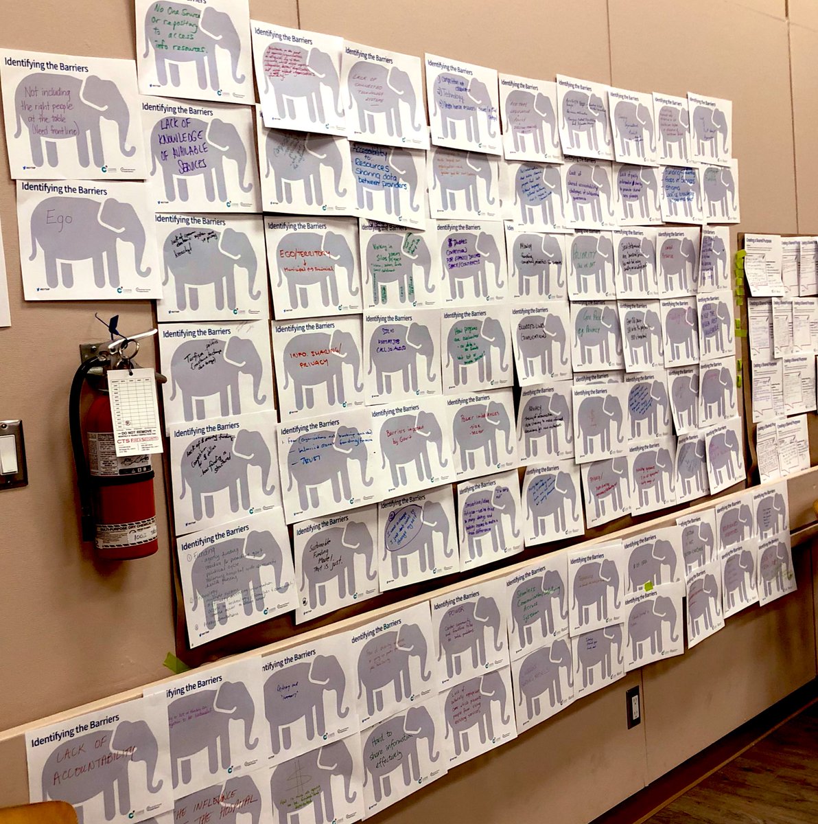 MonikaDalmacio's tweet photo. I ran out of space to post the elephants in the room (i.e. important topics that are hard to talk about) @ the North York Toronto Health Partners community symposium. @AMonavvari noted the 🧯beside them. Moving forward, I hope we can extinguish these elephants for good! #NYTHP https://t.co/nV0AQl1oHP