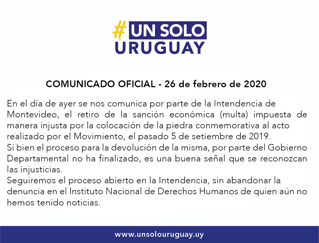 UnsoloUruguay's tweet photo. Comunicado Oficial - 26 de febrero de 2020

#Usu  #PorLosCambiosNecesarios https://t.co/yktKcmha1O