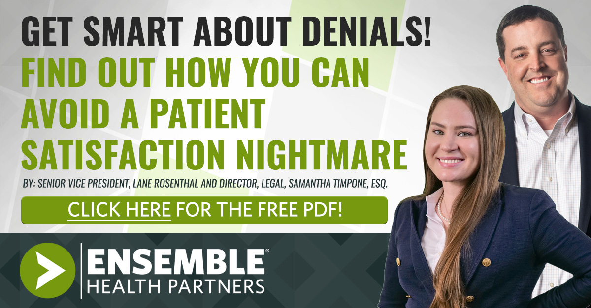 EnsembleHP's tweet image. Poor denials management can lead to significant and avoidable hits to patient satisfaction metrics. Read more in our latest #OperatorInsights article:
lnkd.in/ezJwzbk

#EnsembleDifference #PurposeDrivenRCM #DenialsPrevention #PatientSatisfaction #DenialsManagement