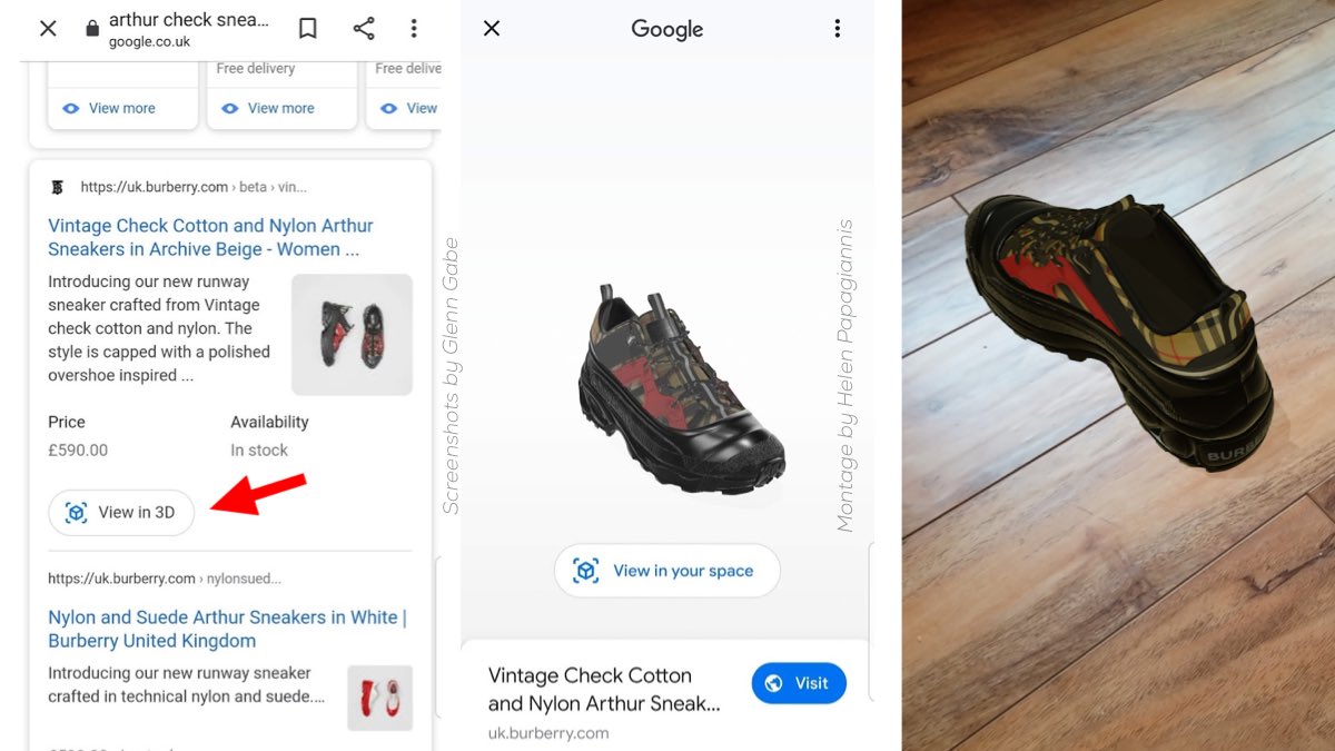 ARstories's tweet photo. Remember when @Google  conjured #AR #3D animals in web search results last year on your📱?

Here come the products🛍 @Burberry is now using this #augmentedreality feature for #virtualtryon https://t.co/3o1lFx4Mey Expect AR ads above search results next

Screenshots via @glenngabe https://t.co/FRLuBprm43