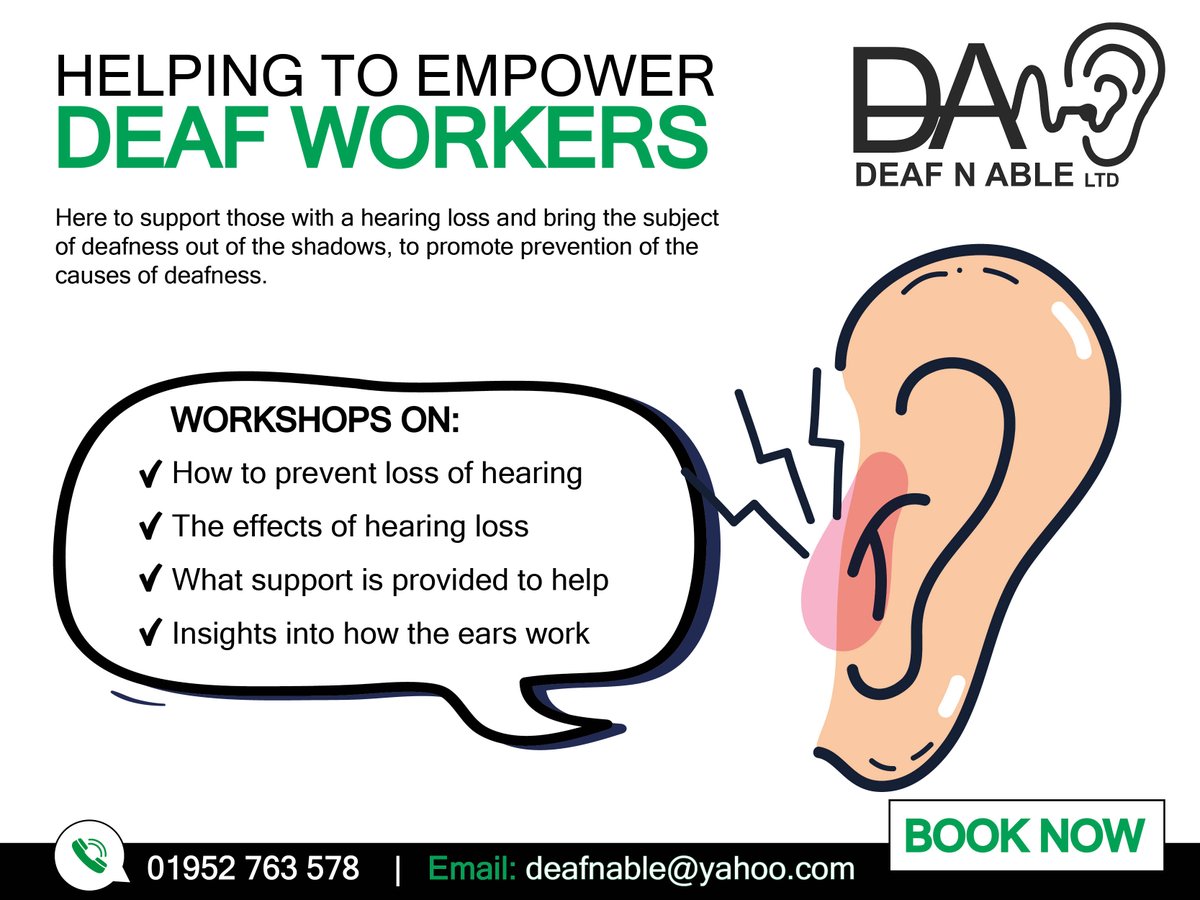 deafnable's tweet photo. Good Evening #midlandshour Deaf N Able offer workshops to education and work places to help raise awareness of the growing deafness issues in our society, contact us to discuss further or book your workshop today #supportlocal #deafness #raiseawarwness #industrynoise #education https://t.co/gJ5FttzTks