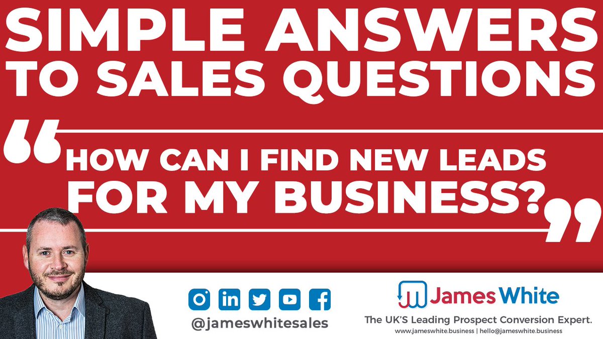 jameswhitesales's tweet image. HOW CAN I FIND NEW LEADS FOR MY BUSINESS?

Don't forget to check out our mini-series of
Simple Answers 💡to Sales Questions 🤔

Where I answer common sales questions asked by prospects on a regular basis!
buff.ly/32sbzWy
#questiontime #salestips #simpleanswers