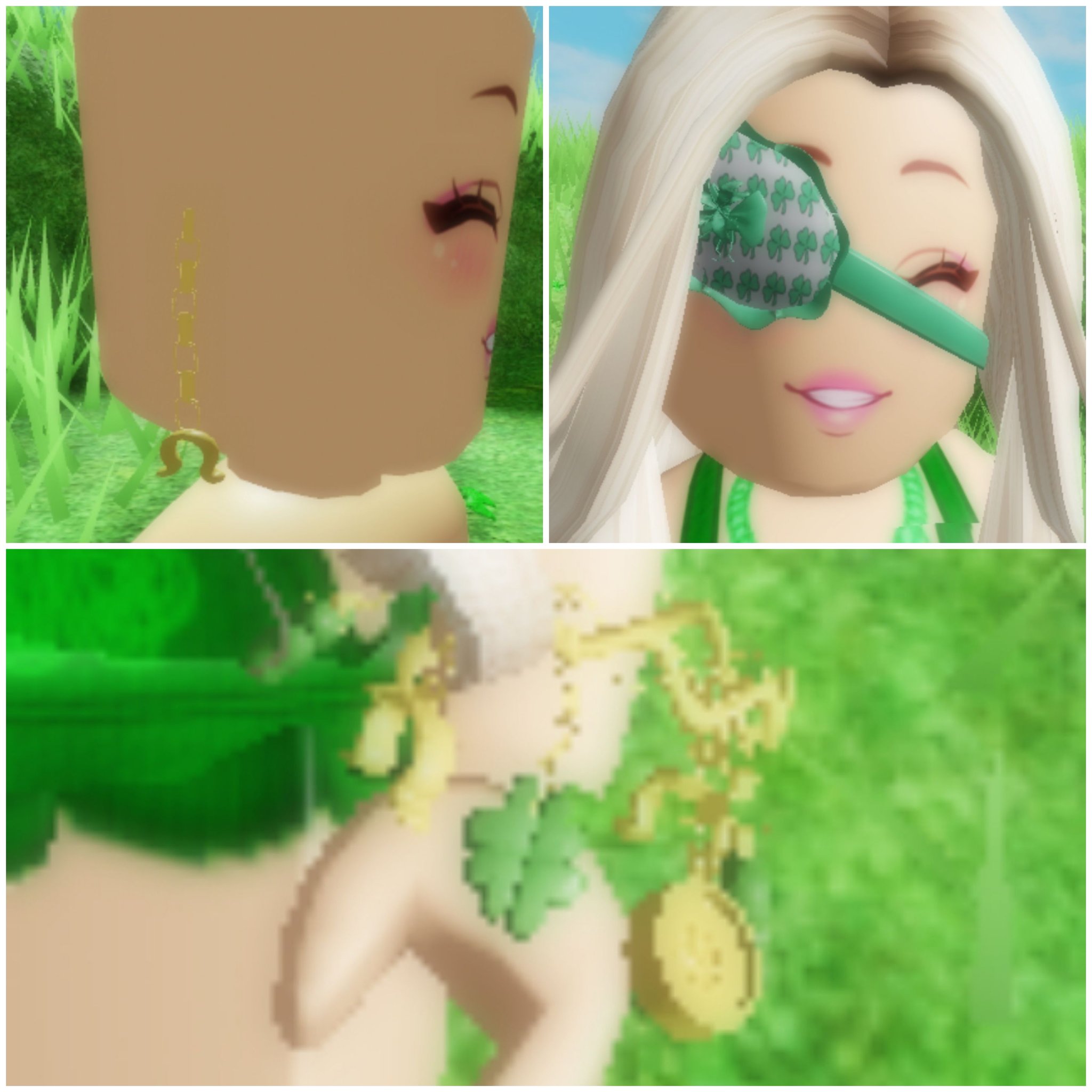 Btlm Livi Builds On Twitter Clever Clover Colletion W Clover Crown Clover Charm Purse Lucky Horse Shoe Earnings Lucky Charm Bracelet Lucky Eye Patch Cuz My Last One Was - clever clover roblox