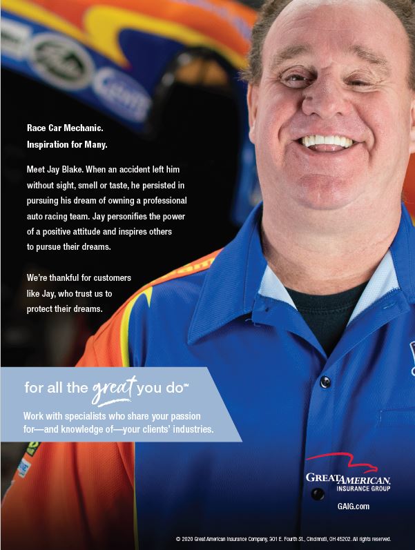 jayfollowadream's tweet photo. Check out this preview of the print ad Jay did for Great American Insurance! If you need race car insurance, these are the guys to see! #FollowADream #GreatAmericanInsurance #RacingInsurance #MotivationalSpeaker #AnythingisPossible #BlindWorker #BlindGuy https://t.co/XqP0vcnoVN