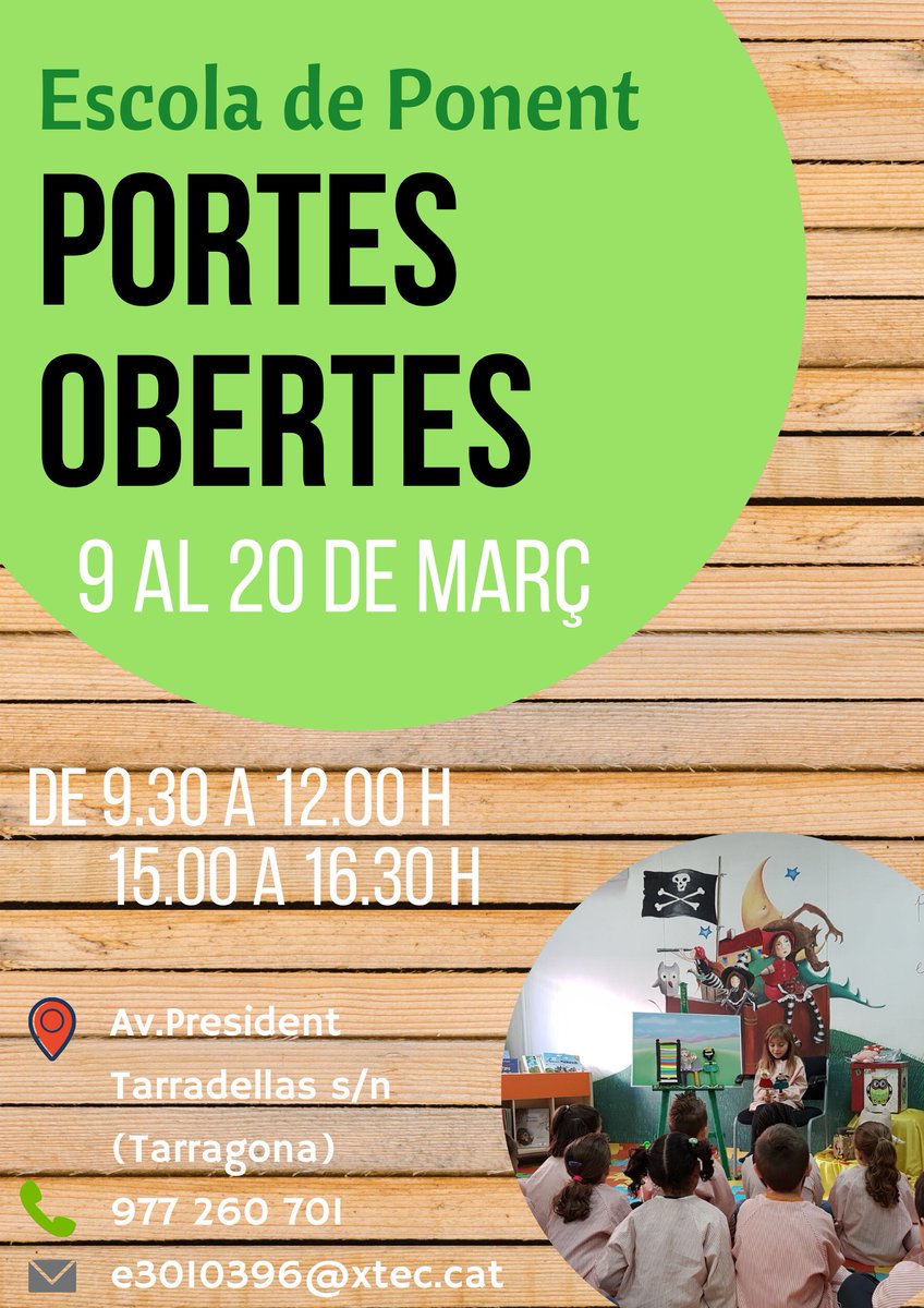 EscolaPonent's tweet photo. S’acosta la preinscripció pel curs 2020-2021 i és moment de decidir.
Voleu conèixer la nostra escola? 
Fem Jordandes de Portes Obertes del 9 al 20 de març.
Per concertar una visita podeu contactar amb nosaltres per mail, telèfon o a la consergeria de l’escola. 
Us hi esperem!! https://t.co/cKvN03qRaG