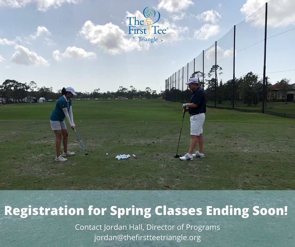Spring program registration ends soon. Reserve your spot before they're gone! 
#GoodGolfersBetterPeople #GrowTheGame
bit.ly/2TilD0b