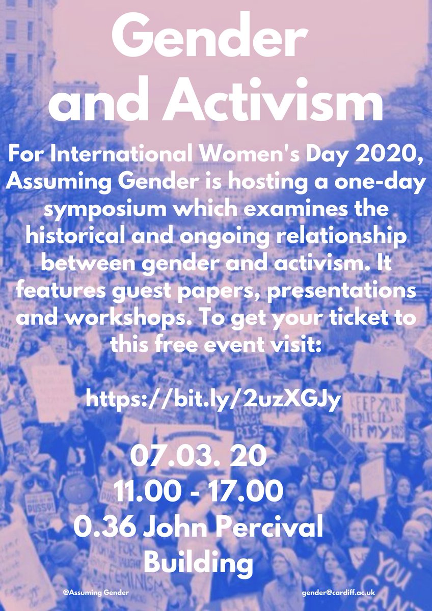 On March 7th, we're hosting a Gender and Activism Symposium which features guest papers, presentations and workshops! 

We look forward to seeing you there - get your tickets to this free event here:

bit.ly/2uzXGJy
