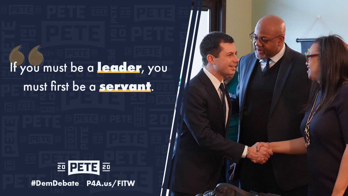 BrowardForPete's tweet photo. The best closing statement of the debate last night, by far. https://t.co/7zu6wnxi4w