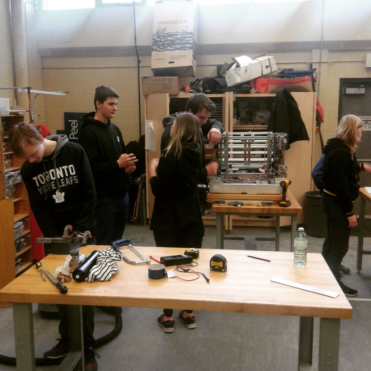 Working hard on the robot tonight. We are going until 6:30!